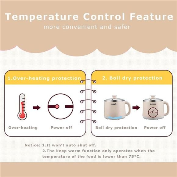 Electric Hot Pot, Stainless Steel Mini Pot with Power Adjustment 1.6L, Beige - Picture 3 of 5
